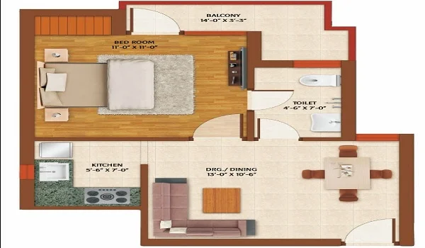 Featured Image of 1 BHK Floor Plan